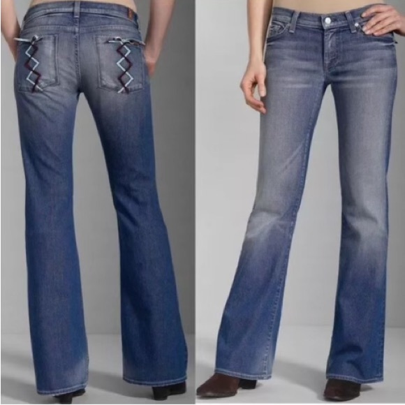 7 For All Mankind Justine Tahiti Velvet Ribbon Boot Cut Jeans - Picture 6 of 6